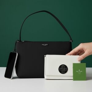 kate spade Black Shoulder Bag with White Wallet